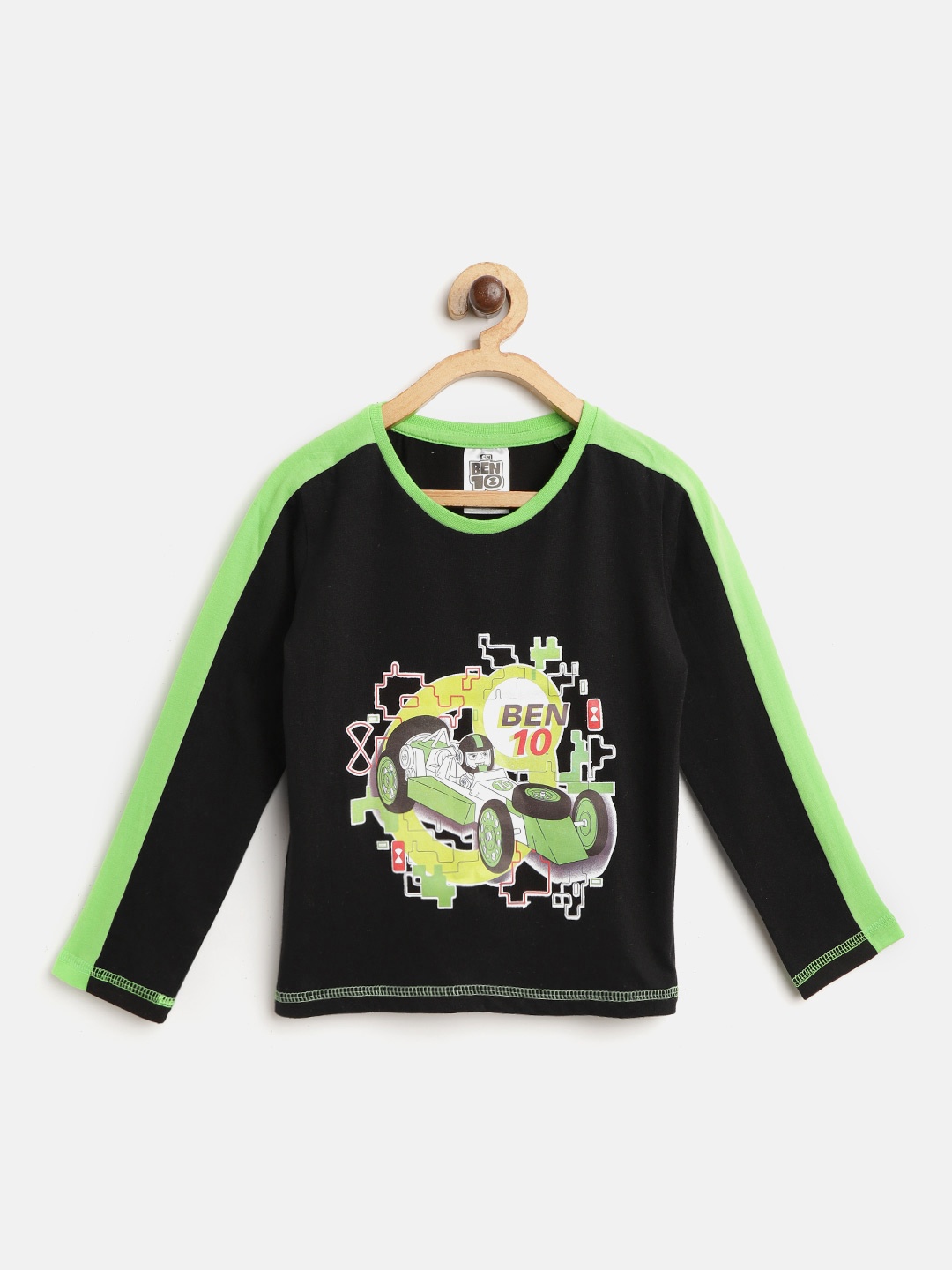 

toothless Boys Black & Green Printed Ben 10 Round Neck Pure Cotton T-shirt