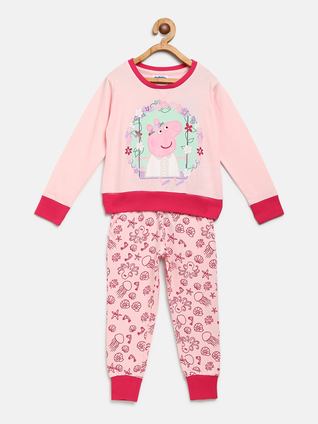 

toothless Girls Pink Printed T-shirt with Pyjamas