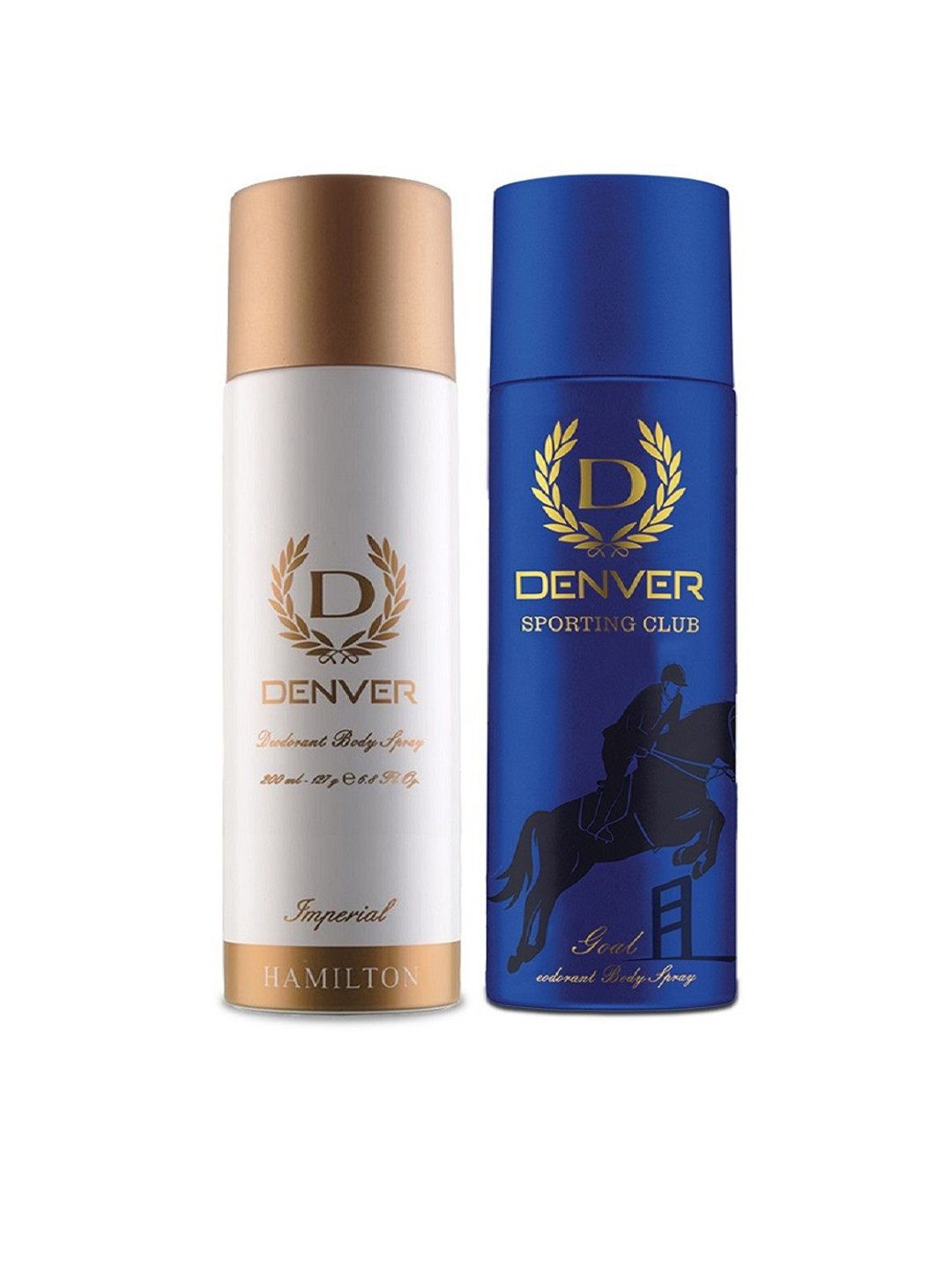 

Denver Men Set of Imperial & Goal Deodorant Body Sprays - 200ml Each, White