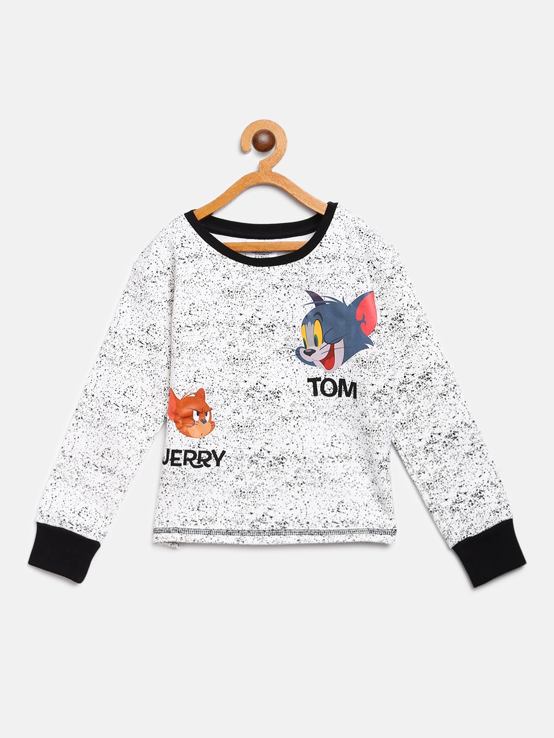

Tom & Jerry Boys White & Black Printed Sweatshirt