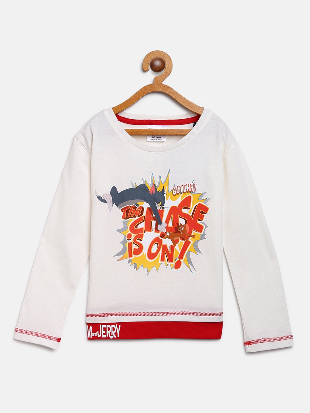 

toothless Boys White & Red Tom & Jerry Printed T-shirt