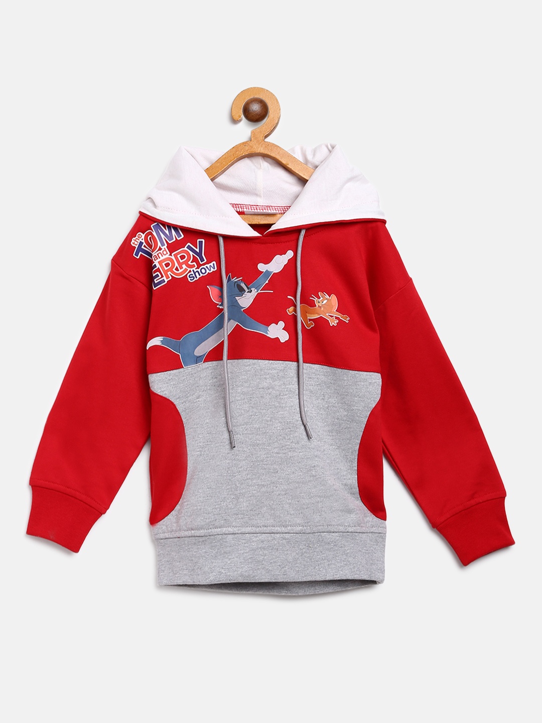 

toothless Boys Red & Grey Melange Tom & Jerry Printed Sweatshirt