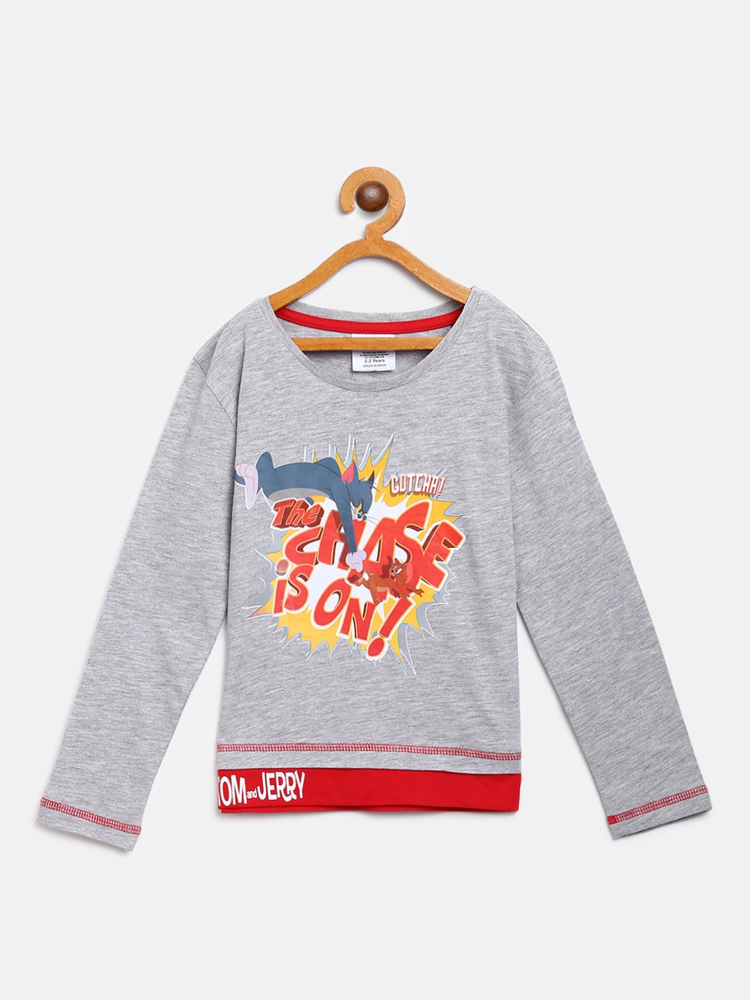 

toothless Boys Grey Melange Tom & Jerry Printed T-shirt