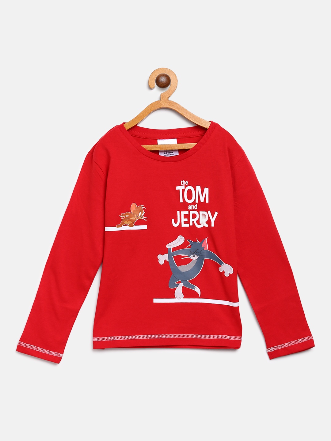 

toothless Boys Red Tom & Jerry Printed Cotton T-shirt