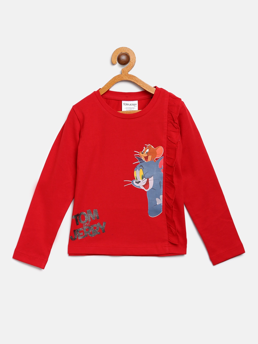

Tom & Jerry Girls Red Printed Pure Cotton Top