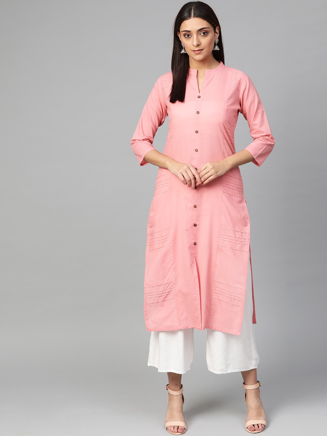 

Myshka Women Pink Solid Straight Kurta