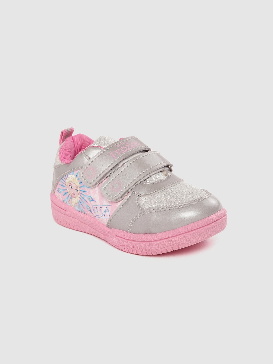 

toothless Girls Silver-Toned & Pink Printed Sneakers