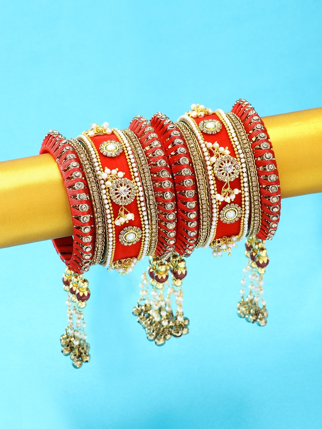 

Peora Women Set Of 2 Gold Plated Diamond Work Bangle Set
