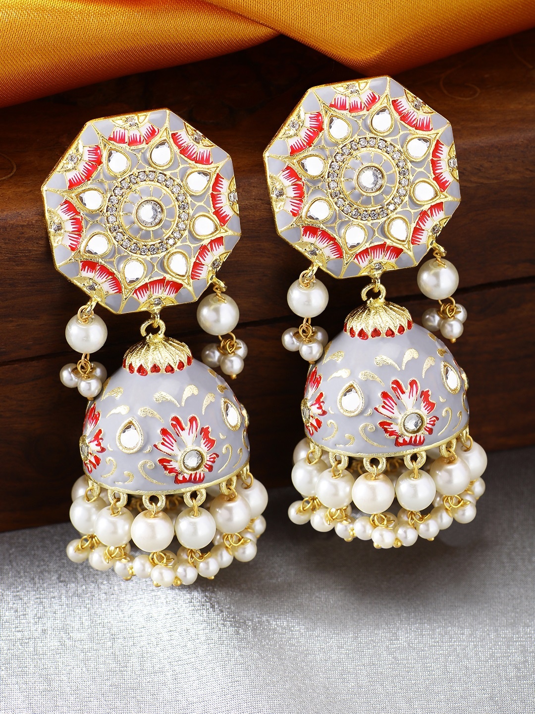 

Peora Gold-Plated Embellished Dome Shaped Jhumkas