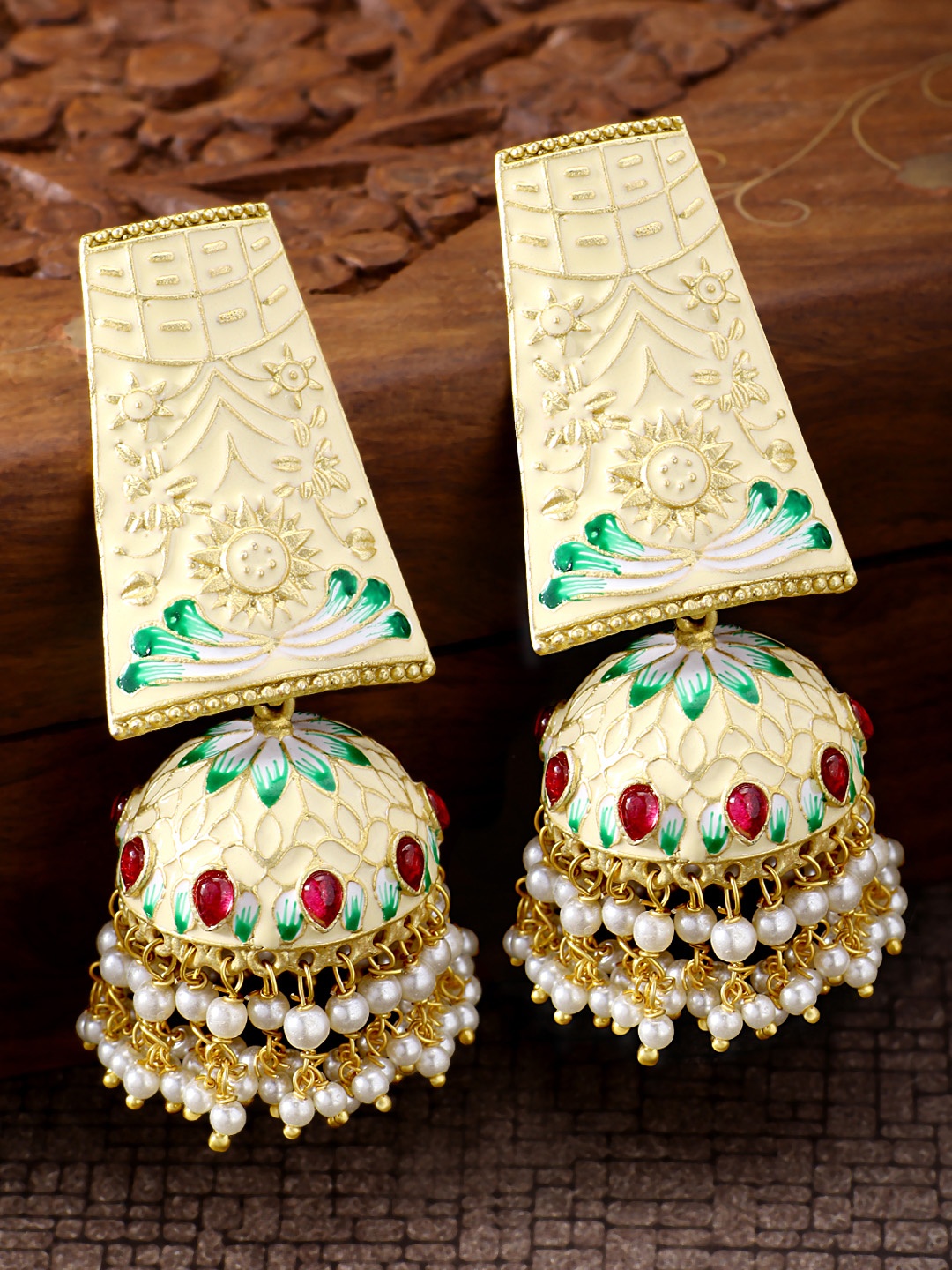 

Peora Gold-Toned Geometric Jhumkas