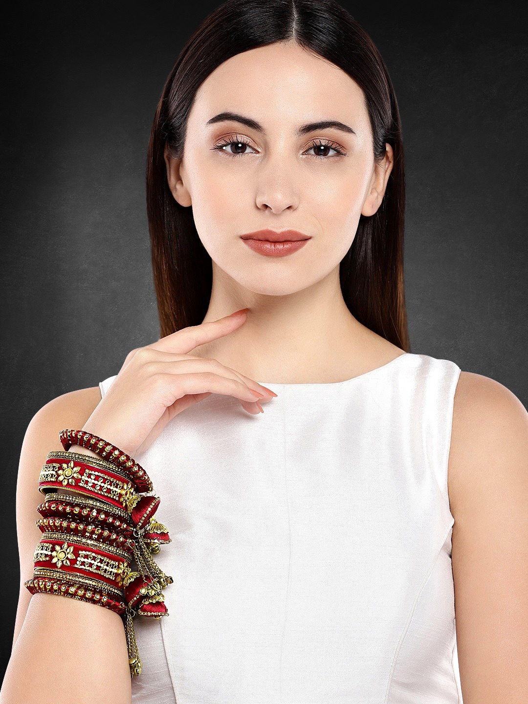 

Peora Gold Plated Set Of 2 Matching Bangles Set Bridal Wedding Chuda