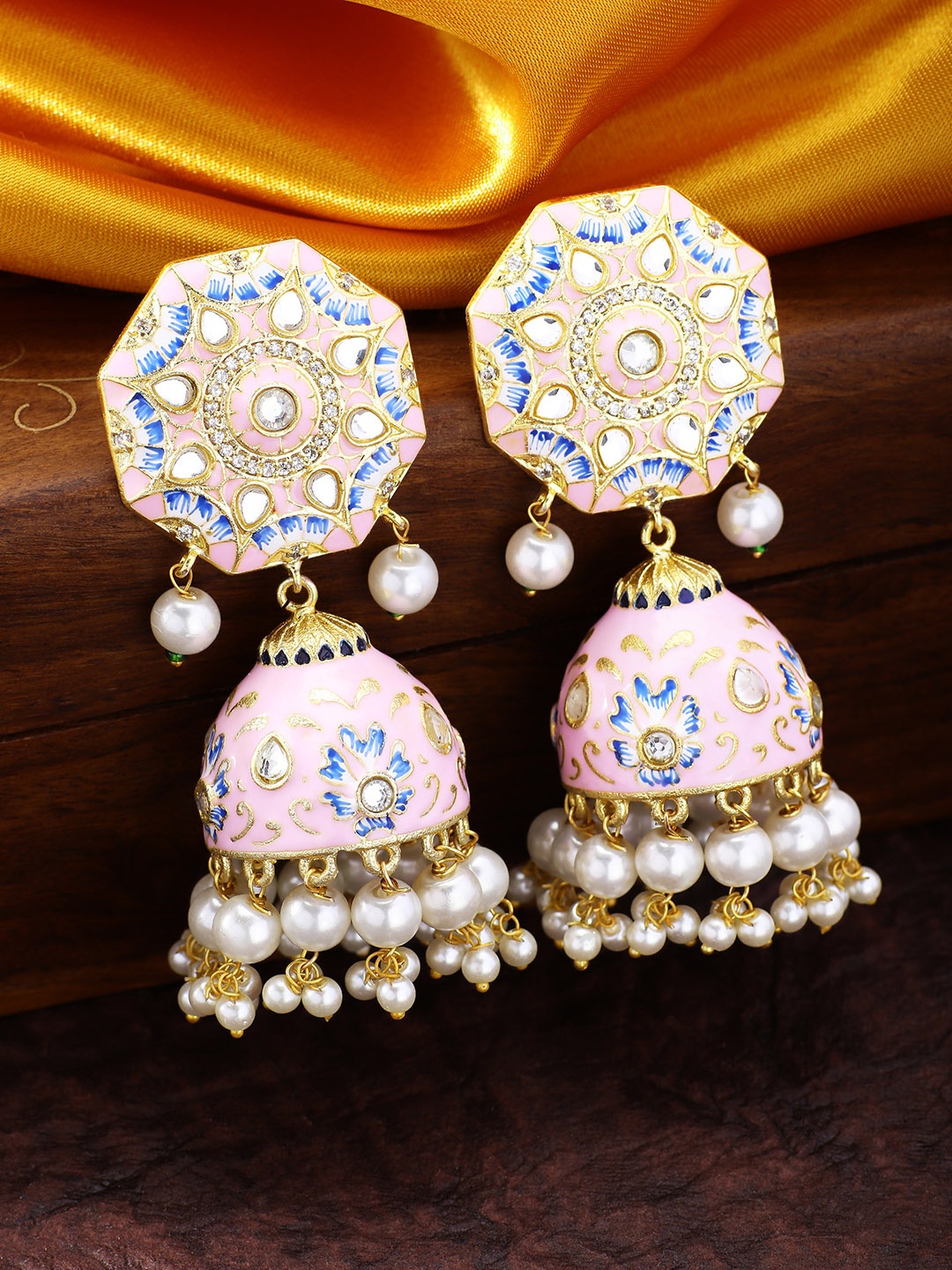 

Peora Gold-Plated & Pink Jhumkas