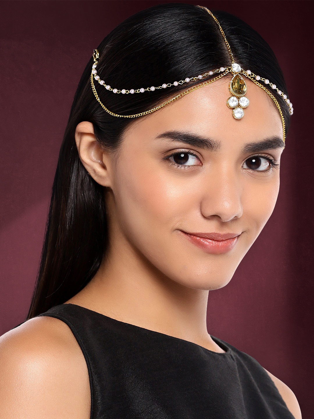 

Peora Women Gold-Plated Kundan Studded & Pearl Head Jewellery