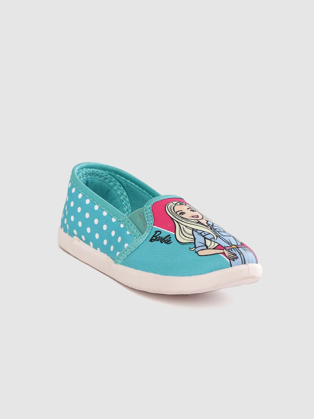 

toothless Girls Green & Blue Barbie Printed Slip-On Sneakers