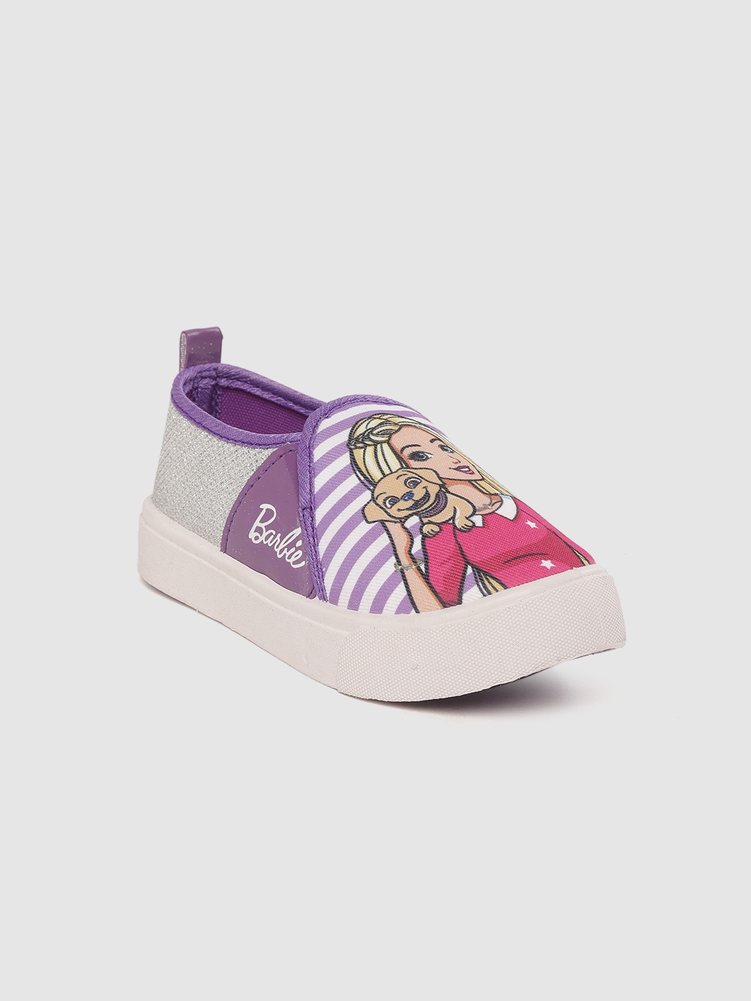 

toothless Girls Purple & Silver-Toned Printed Slip-On Sneakers