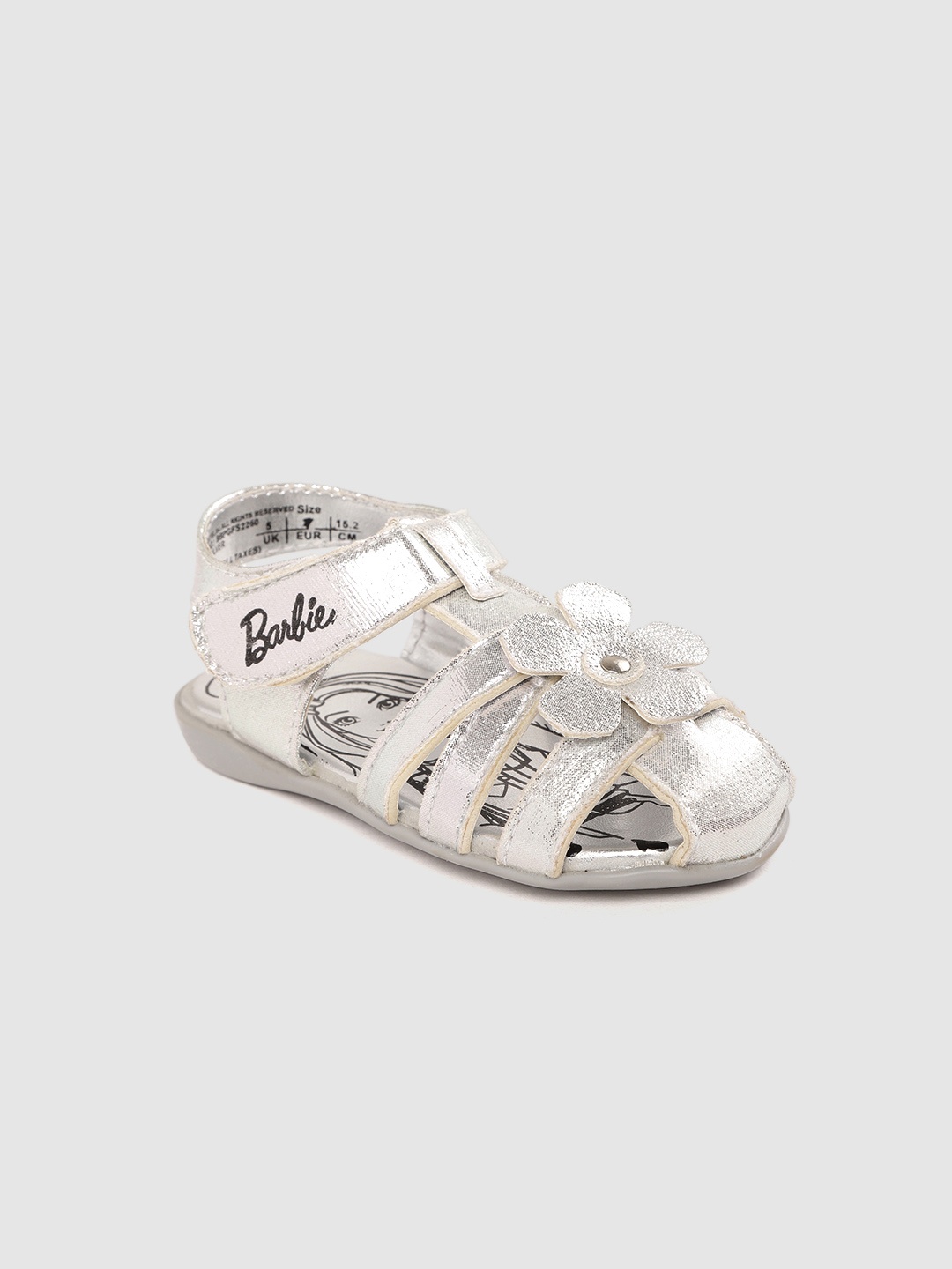 

toothless Girls Silver-Toned Solid Barbie Flats with Applique Detail