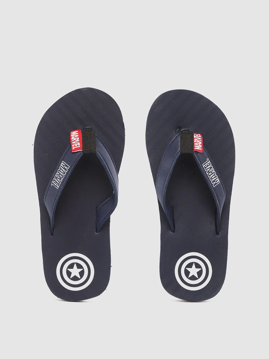 

toothless Boys Marvel Avengers Captain America Printed Thong Flip-Flops, Navy blue