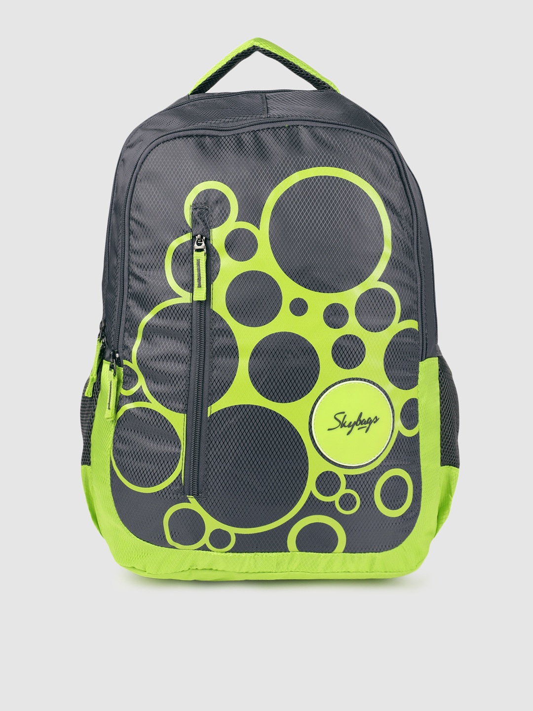 

Skybags Unisex Grey & Fluorescent Green Graphic Backpack