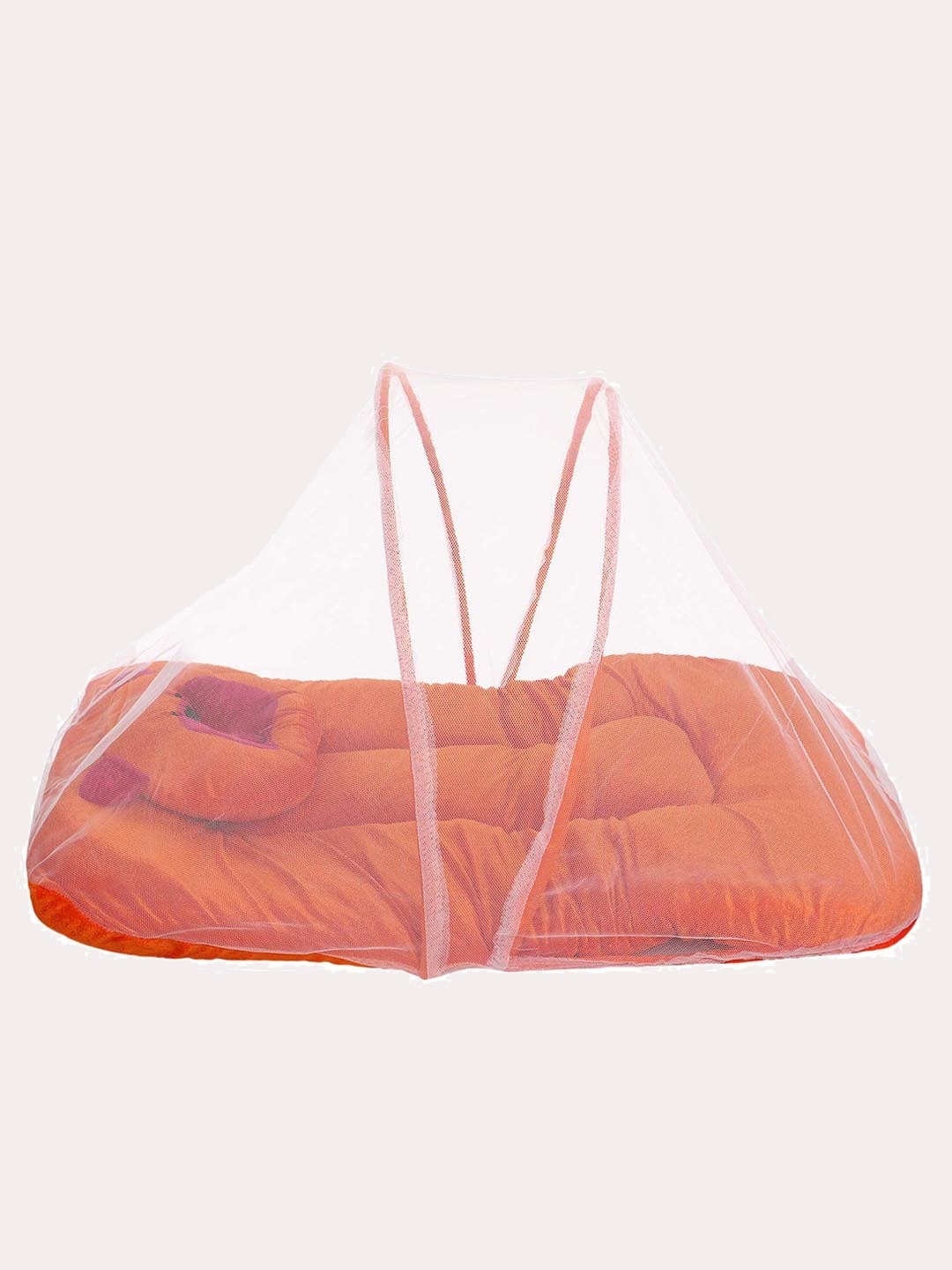 

Superminis Kids Orange Solid Velvet Bedding Set with Mosquito Net