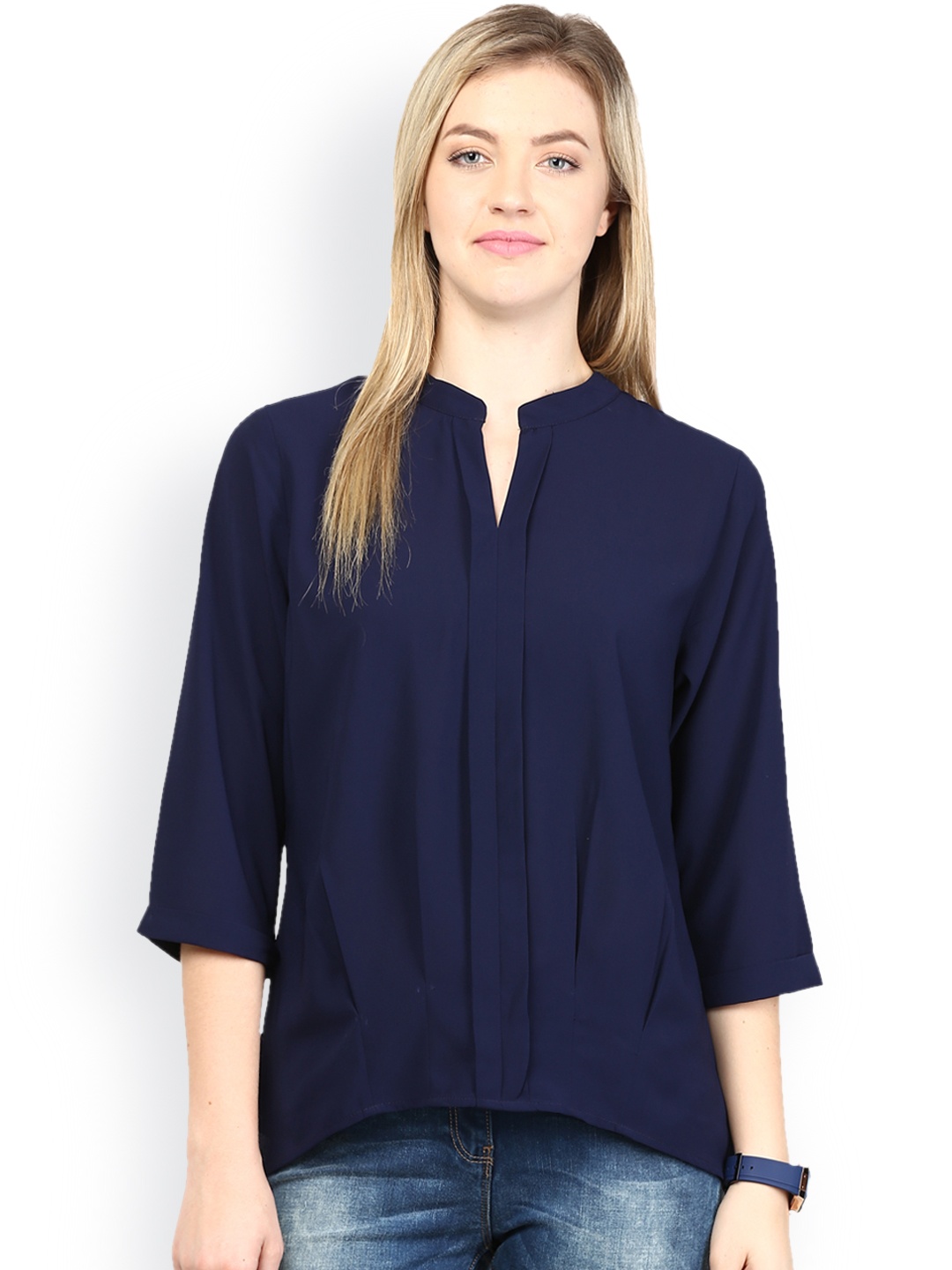 

RARE Women Navy Blue Solid Top