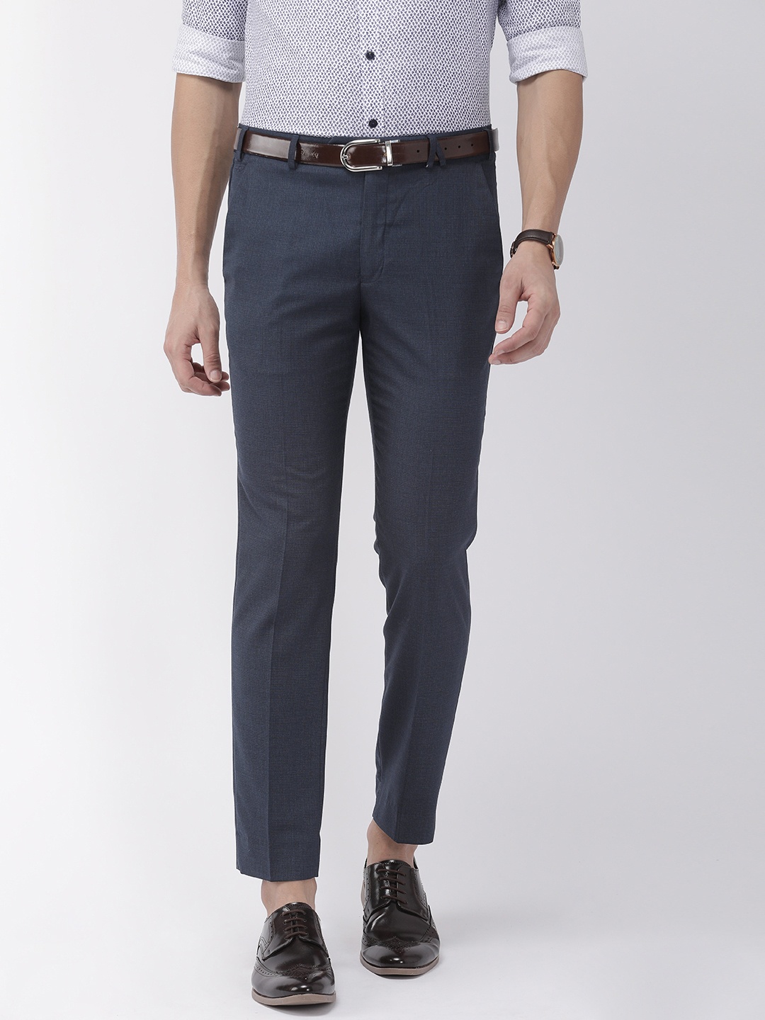 

Park Avenue Men Navy Blue Neo Fit Solid Formal Trousers