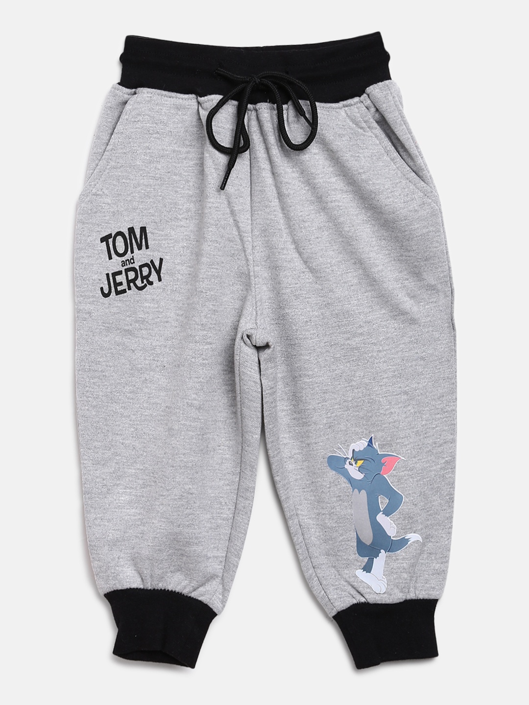 

toothless Boys Grey Melange & Black Tom & Jerry Printed Joggers