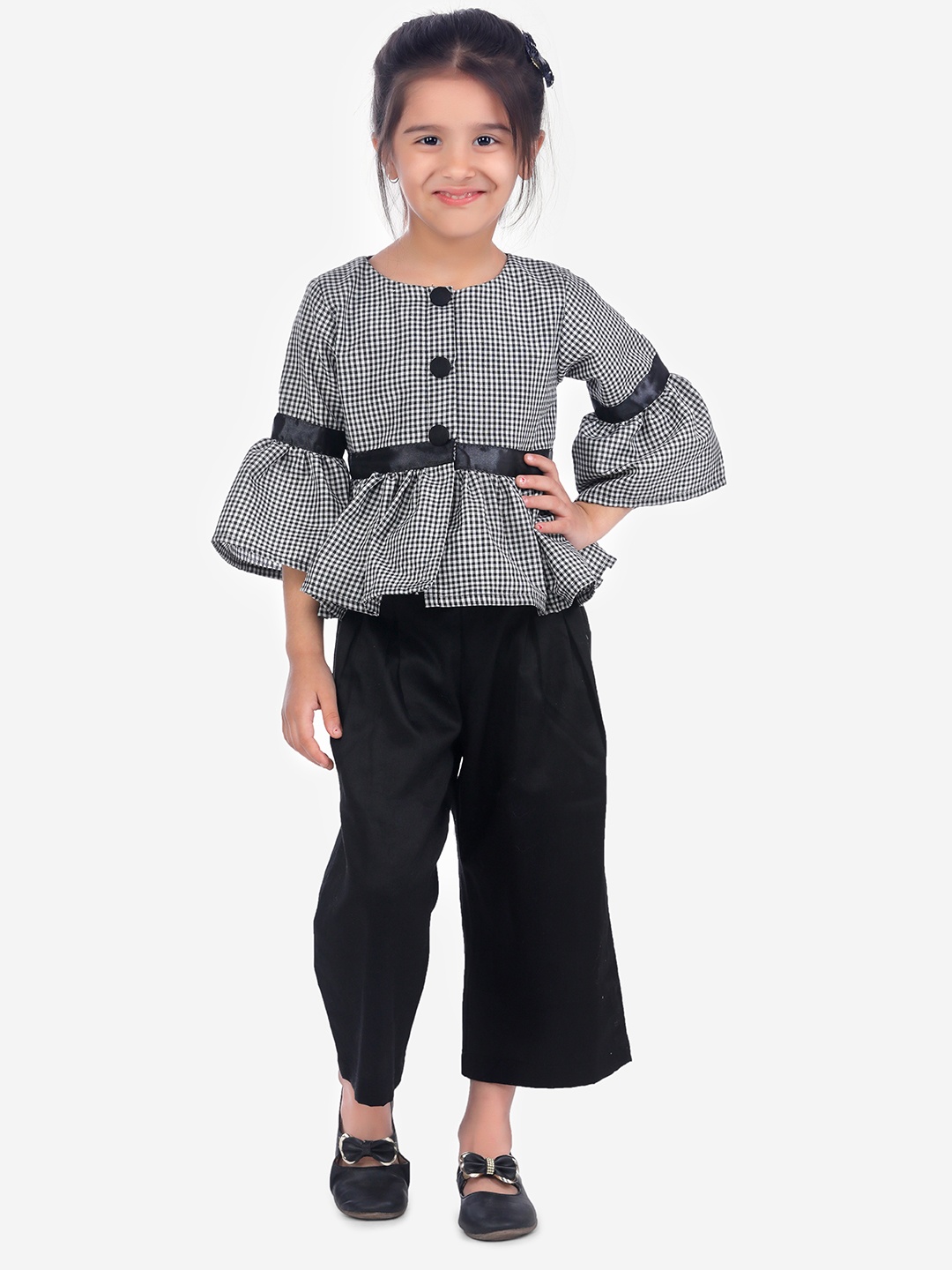 

Fairies Forever Girls Black & White Checked Top with Capris