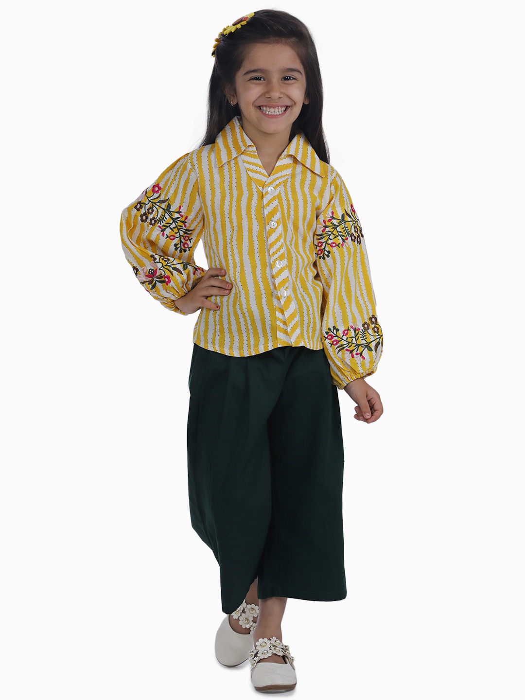 

Fairies Forever Girls Yellow & White Striped Shirt with Capris