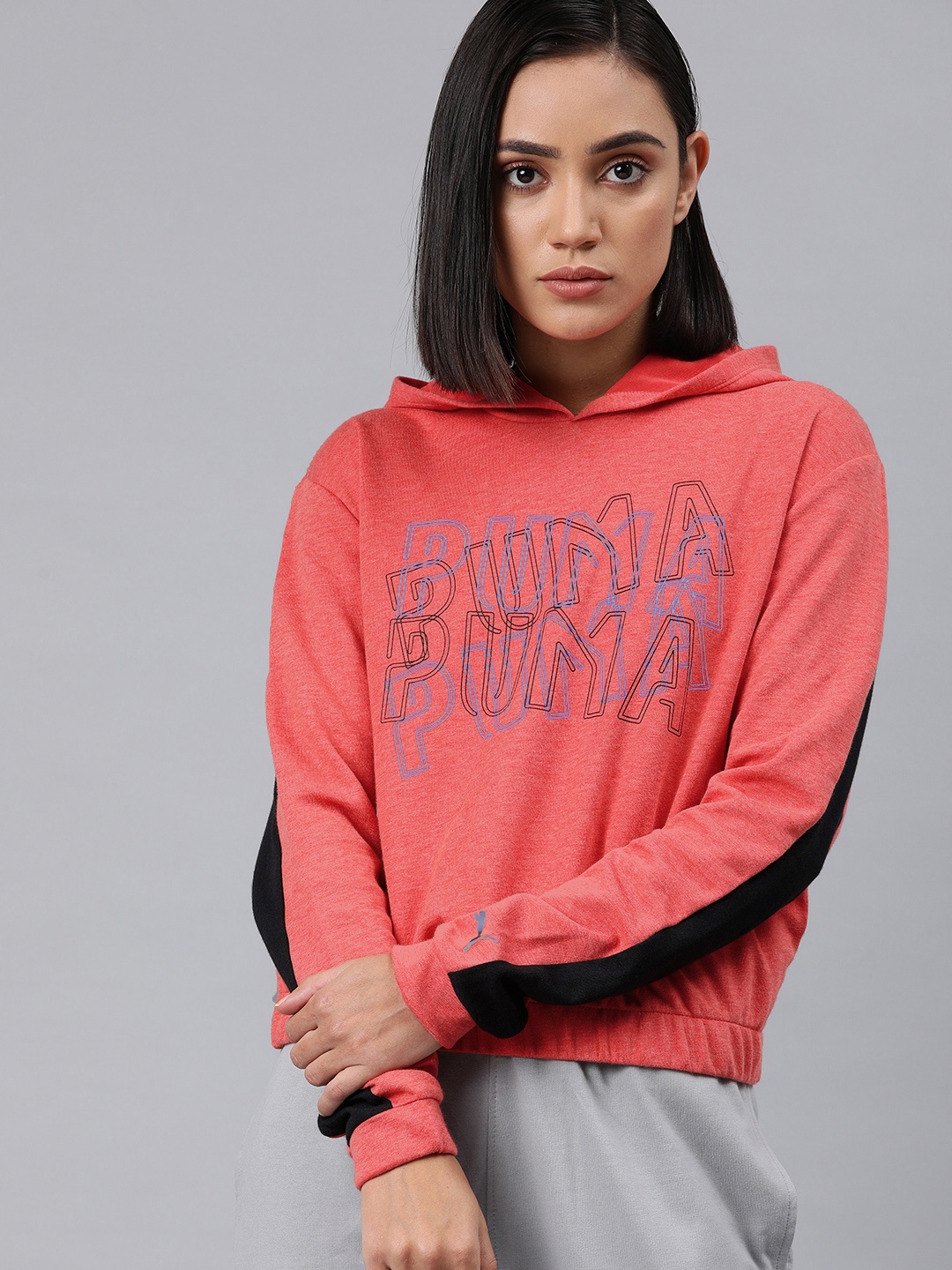 

Puma Women Pink Printed Feel It Hooded Sweatshirt