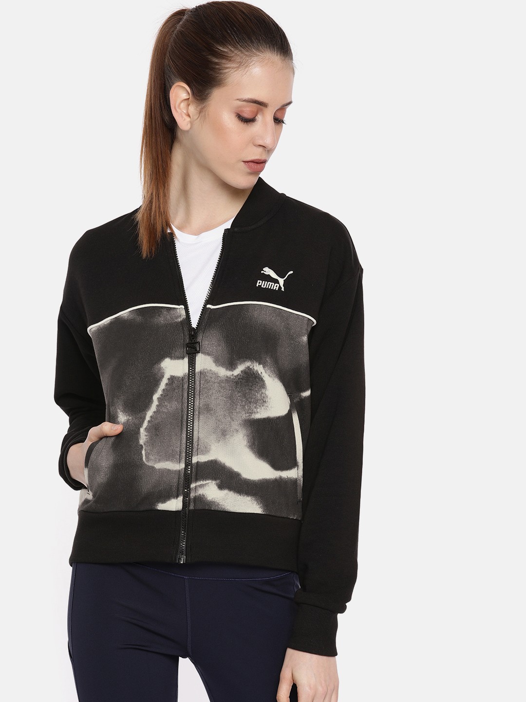 

Puma Women Black Printed Bomber Jacket