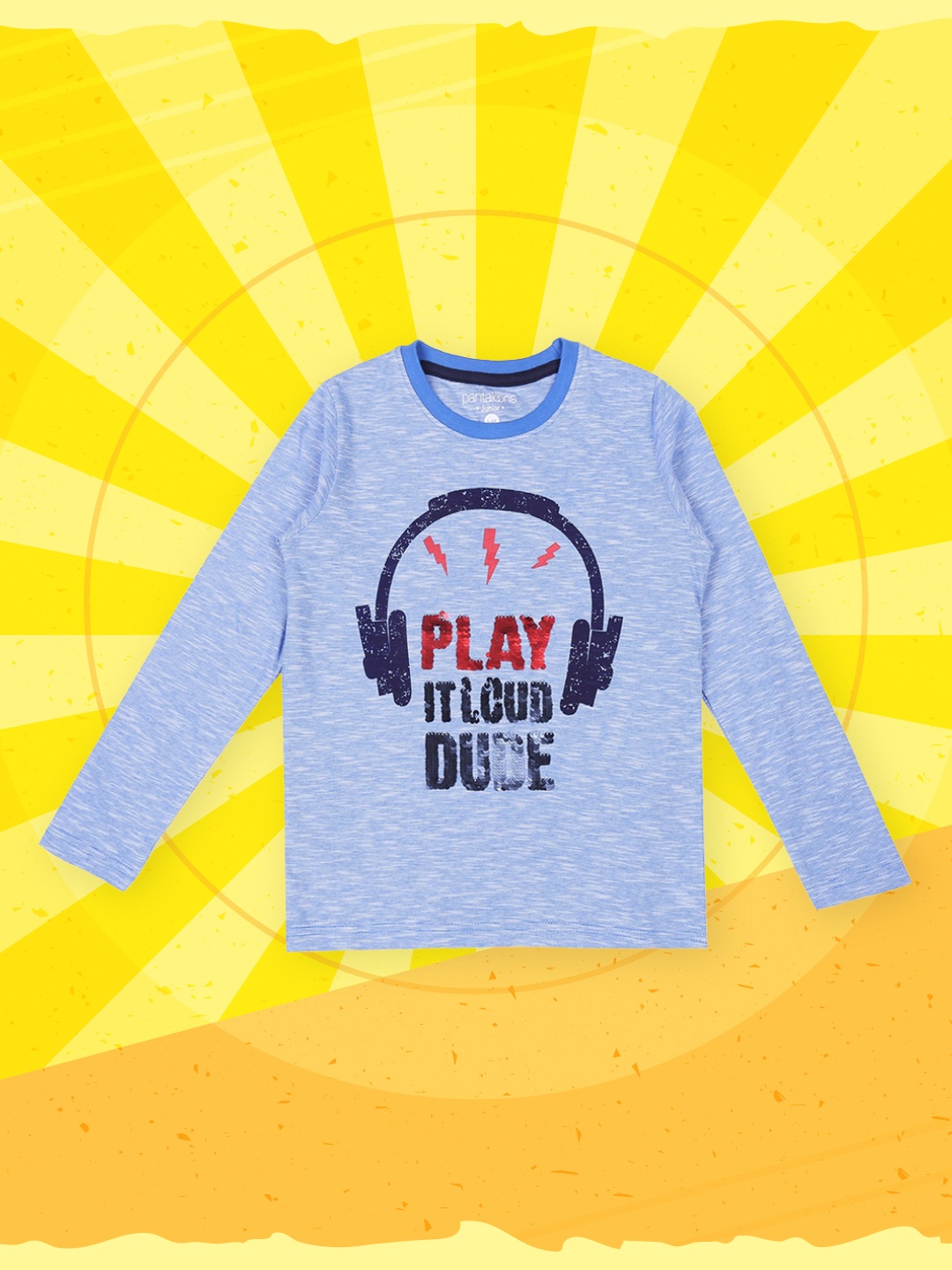 

Pantaloons Junior Boys Blue Printed Round Neck Pure Cotton T-shirt