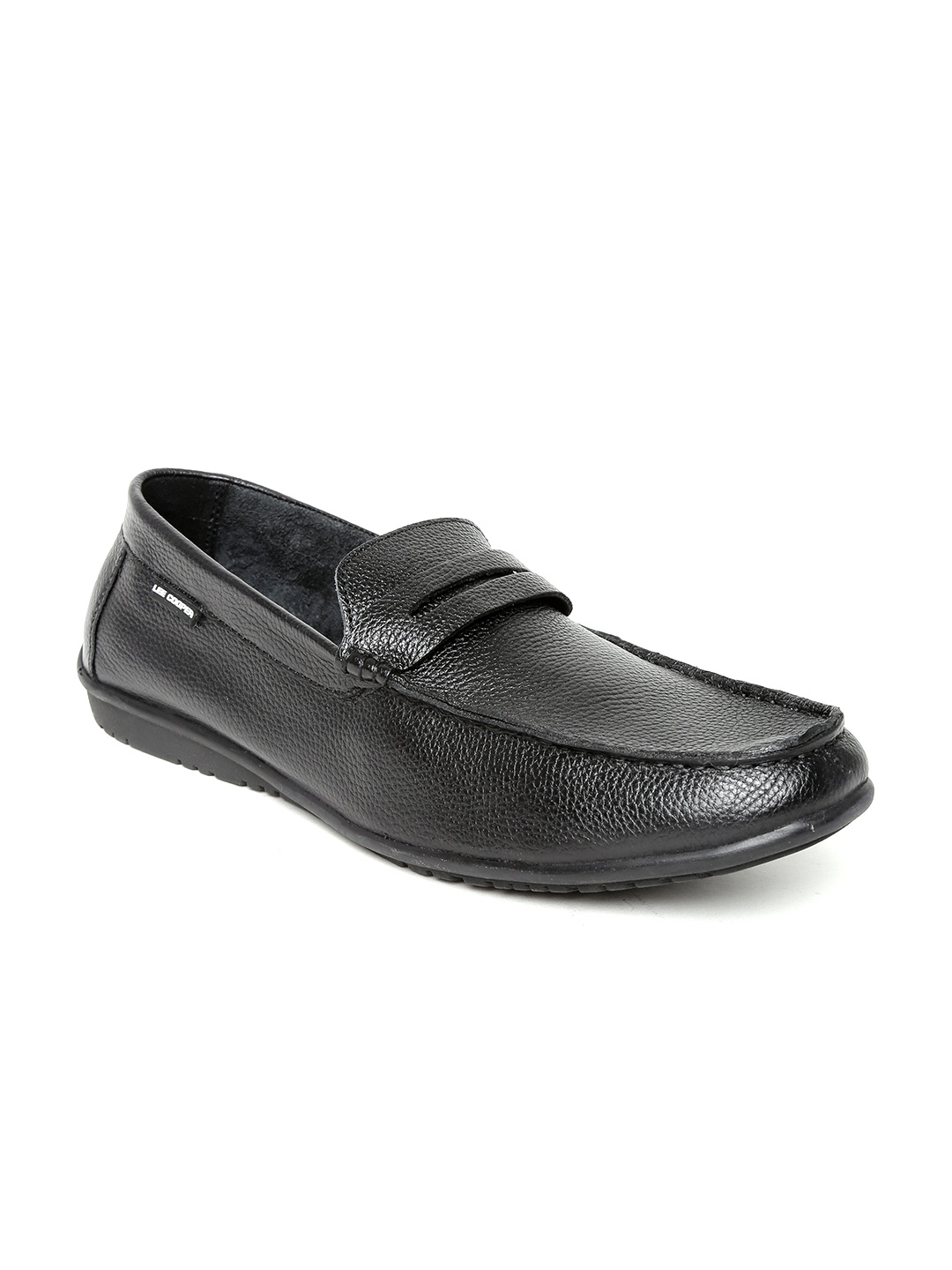 

Lee Cooper Men Black Solid Leather Semiformal Slip-Ons