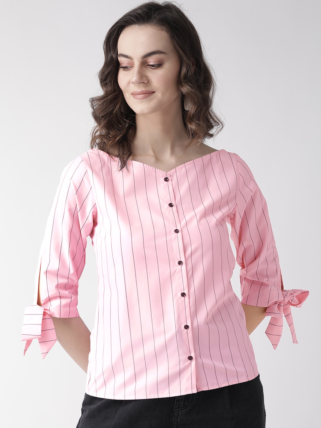 

MISH Women Pink Striped Top