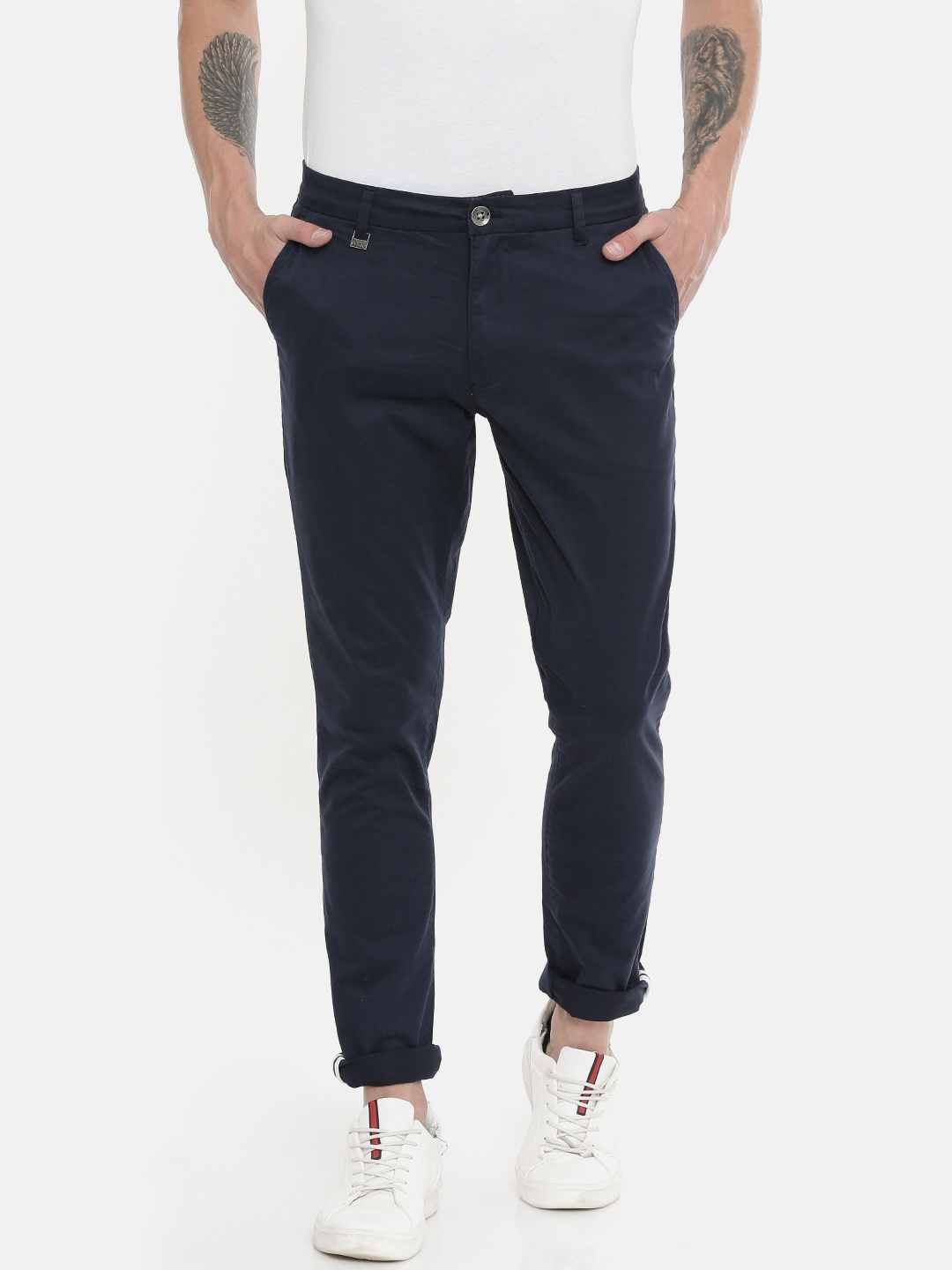 

Being Human Men Navy Blue Slim Fit Solid Chinos