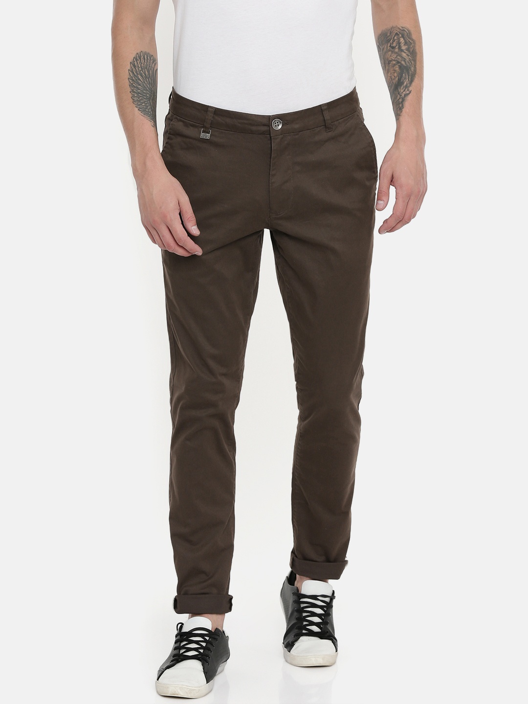 

Being Human Men Brown Slim Fit Solid Chinos