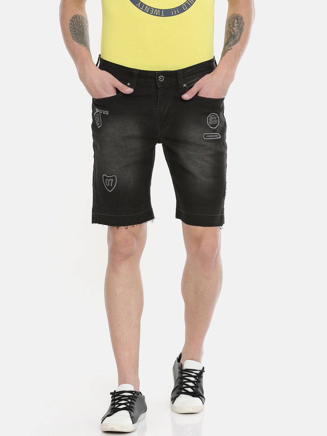 

Being Human Men Black Washed Regular Fit Denim Shorts