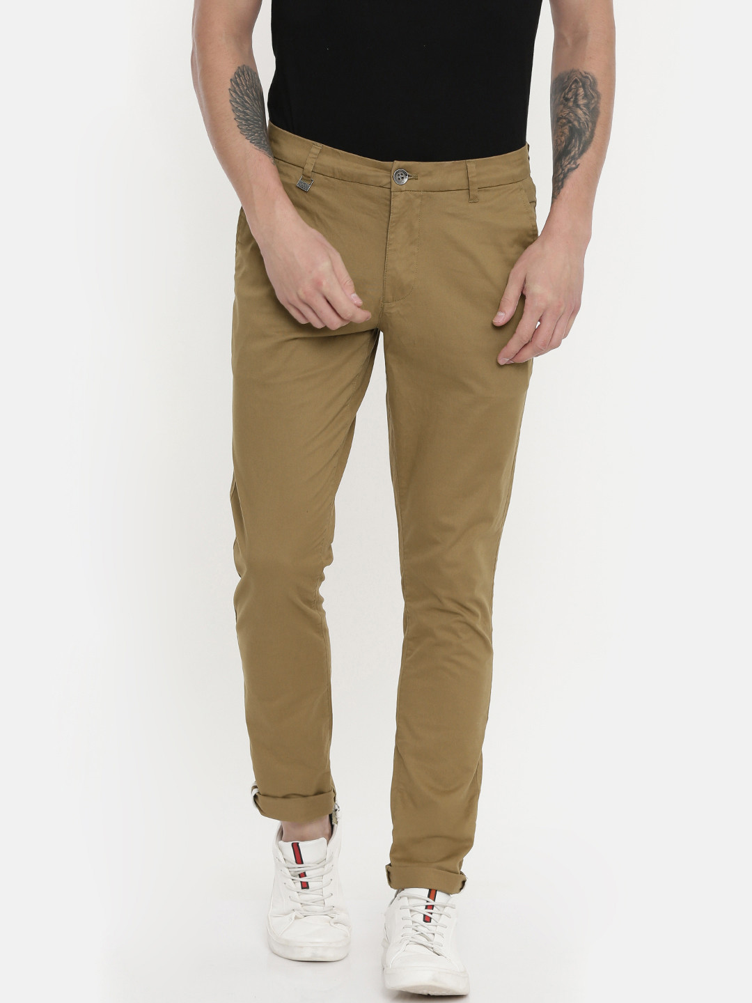 

Being Human Men Khaki Slim Fit Solid Chinos