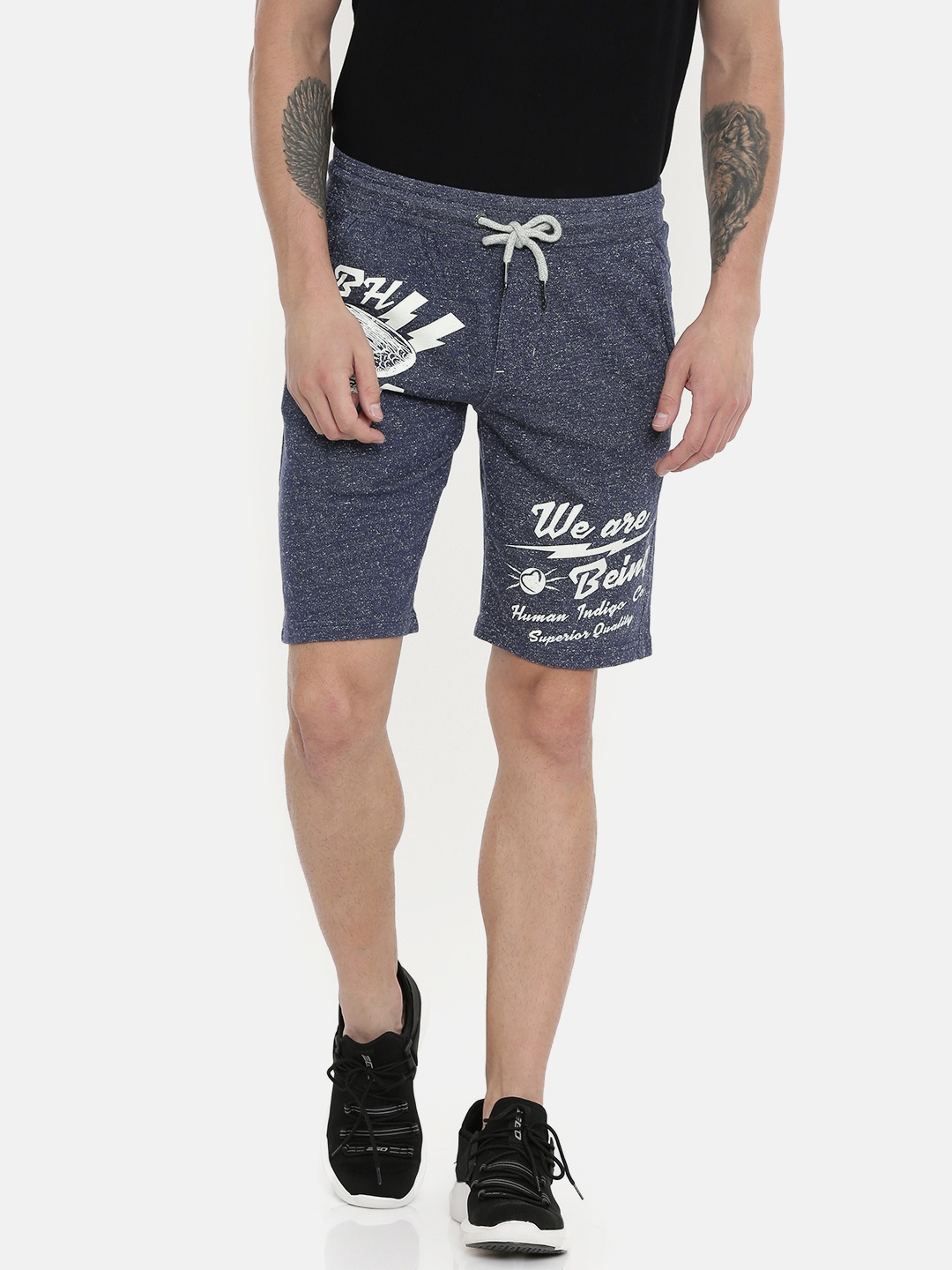 

Being Human Men Navy Blue Printed Regular Fit Regular Shorts