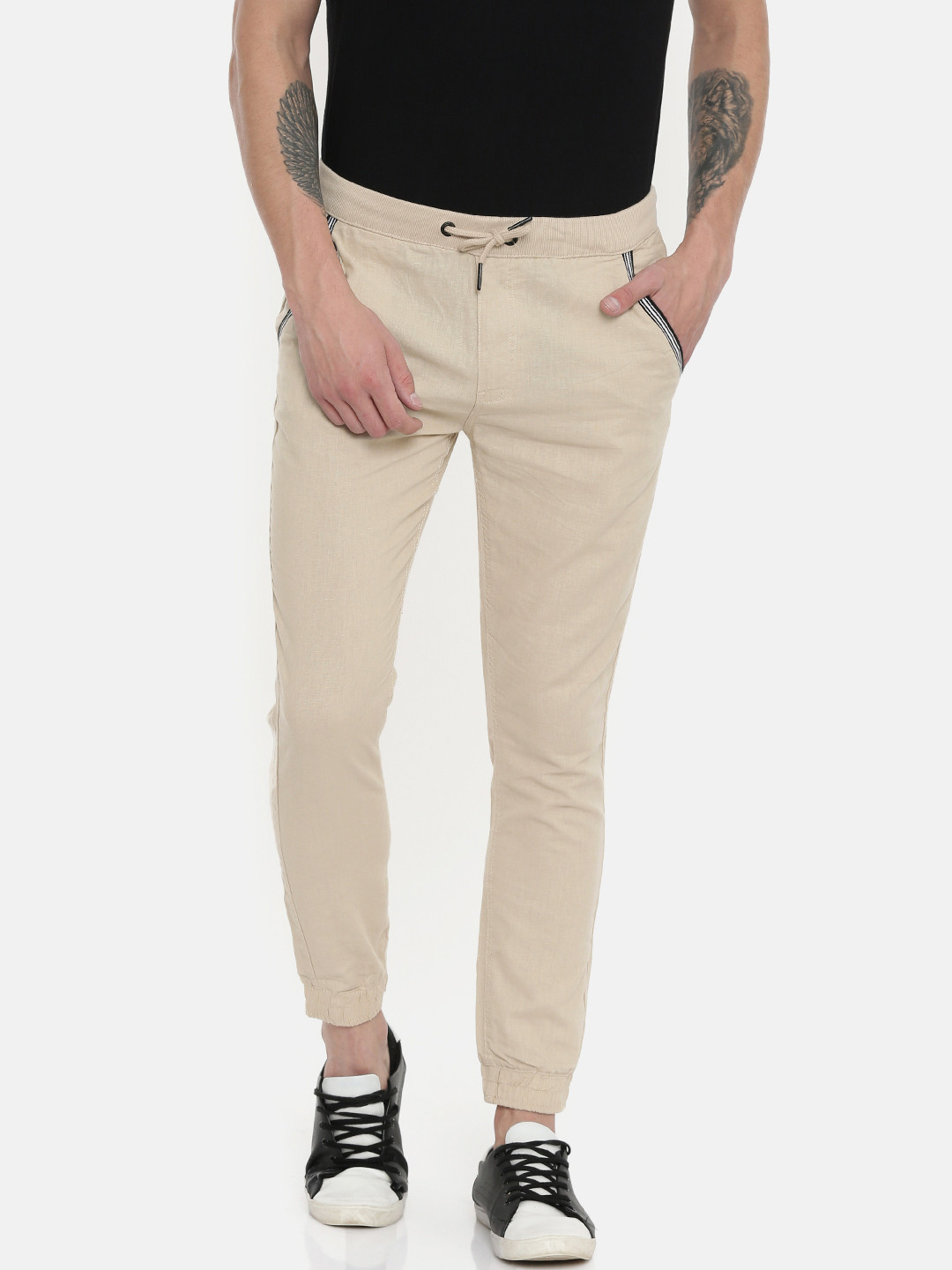 

Being Human Men Beige Slim Fit Solid Joggers