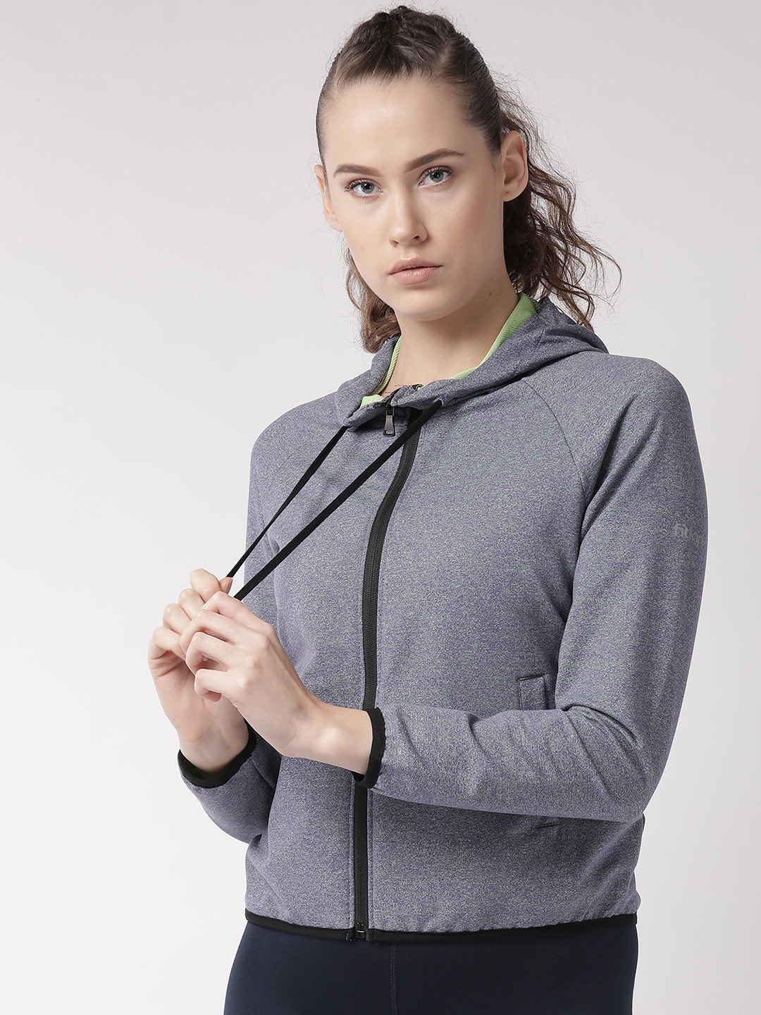 

Fitkin Women Purple & Grey Melange Running Sporty Jacket