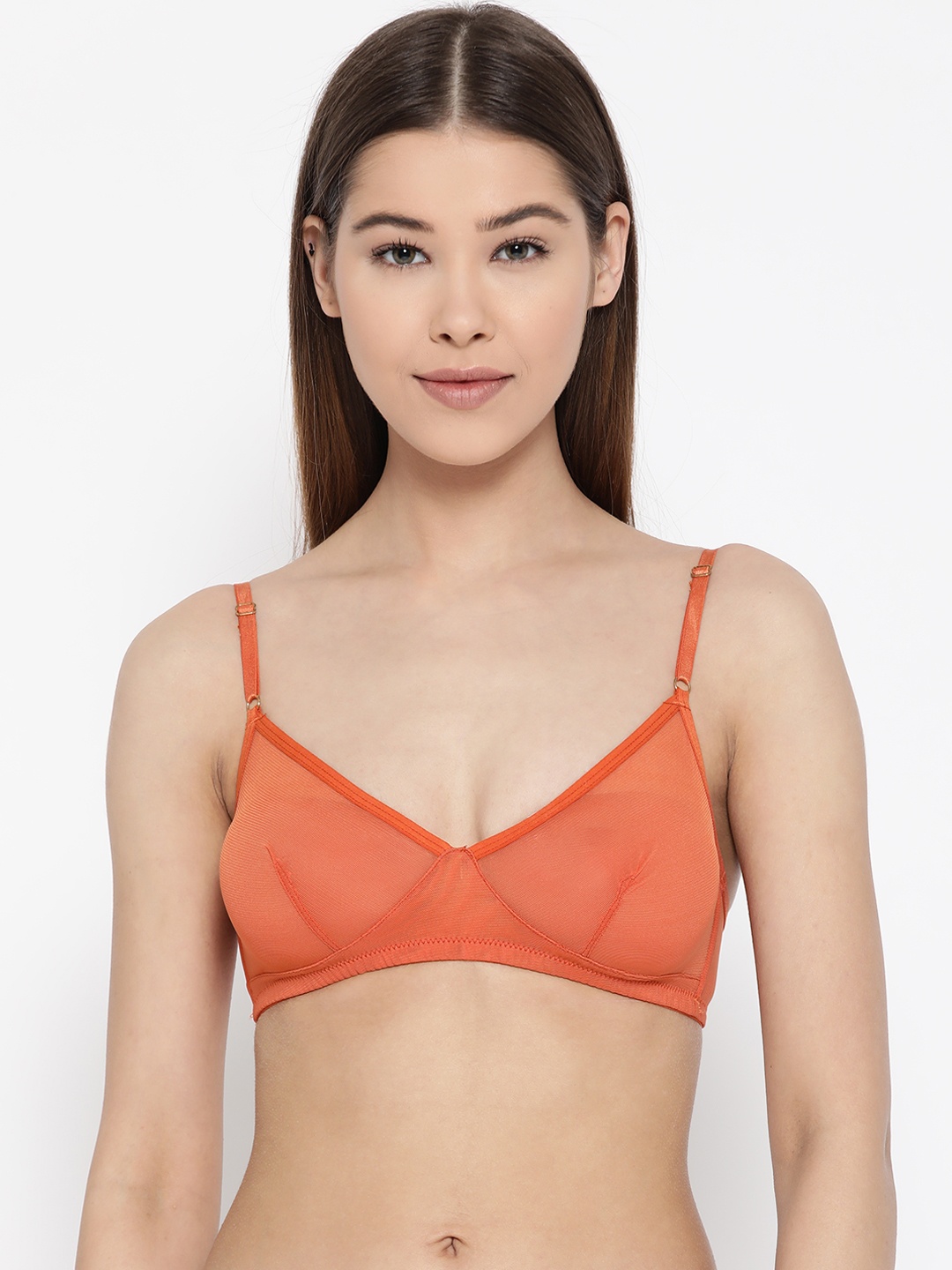 

EROTISSCH Rust Orange Solid Non-Wired Non Padded Everyday Bra AIB-19D