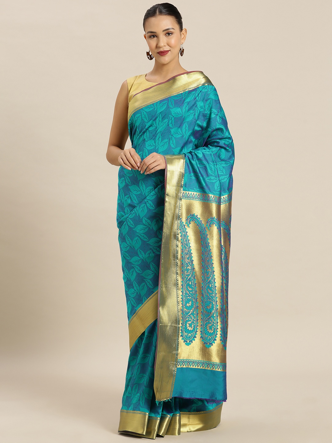 

Mitera Teal Green & Blue Art Silk Woven Design Kanjeevaram Saree