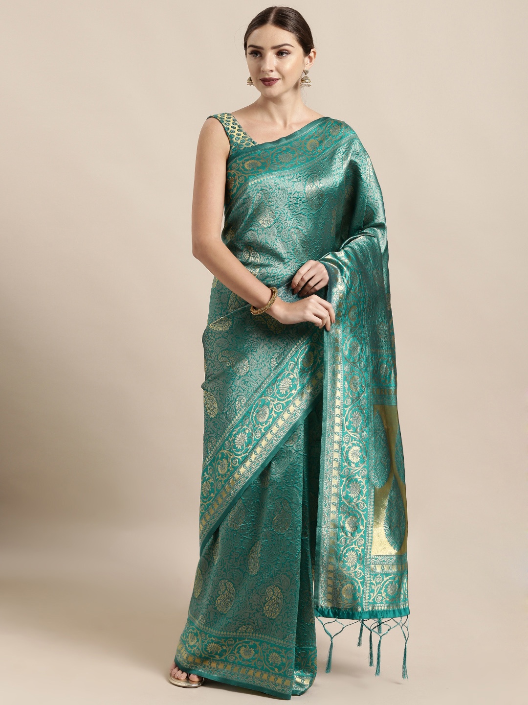 

Mitera Green Art Silk Woven Design Banarasi Saree
