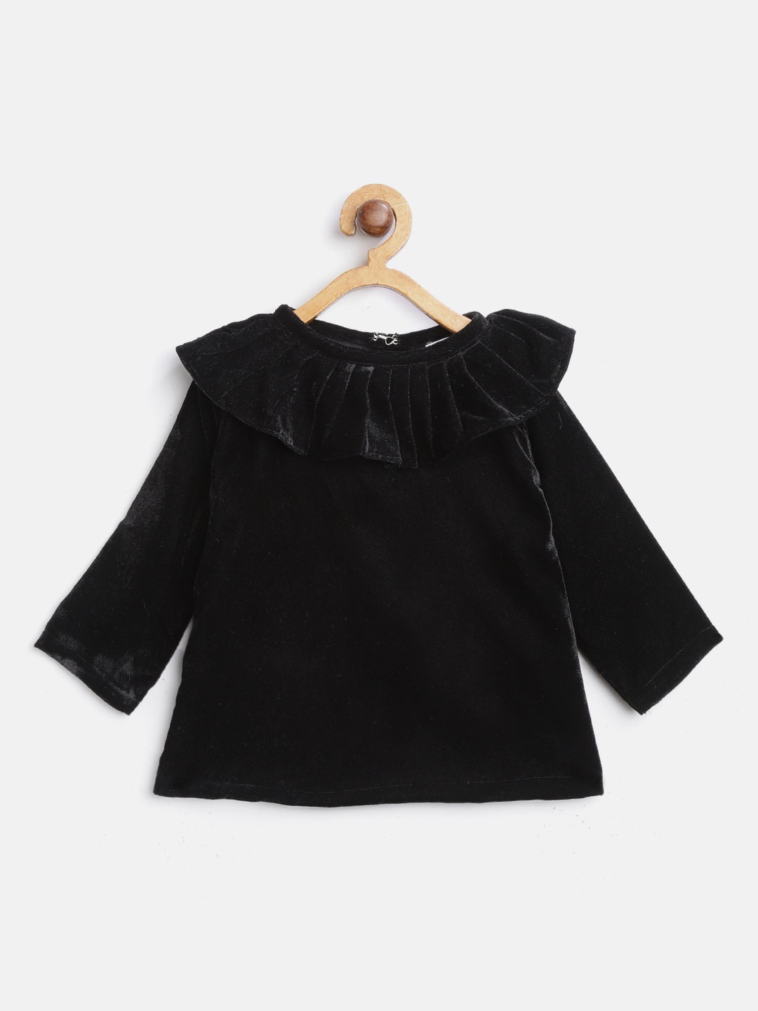 

AWW HUNNIE Girls Black Solid Top with Velvet Finish