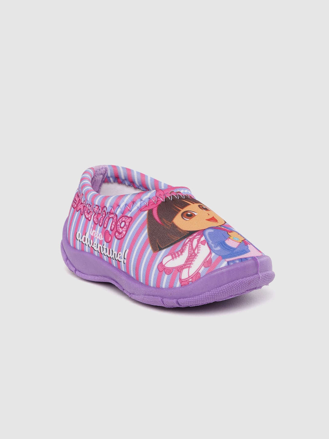 

toothless Girls Dora Pink & Purple Striped Slip-On Sneakers