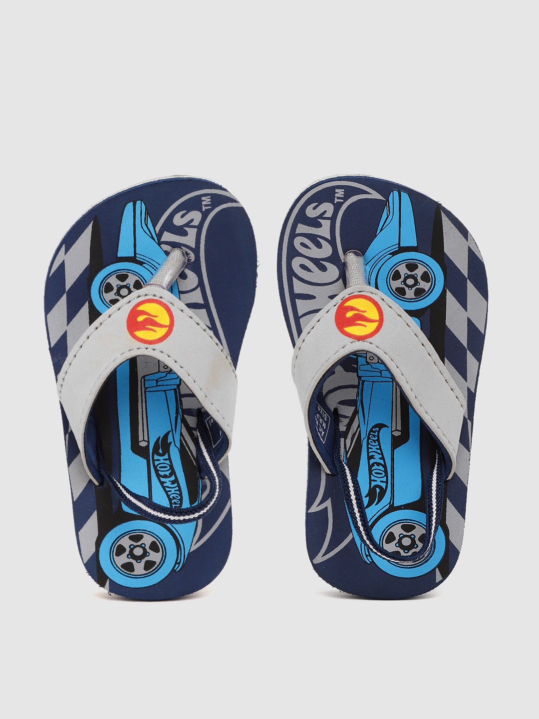 

toothless Boys Grey & Navy Blue Hot Wheels Printed Thong Flip-Flops