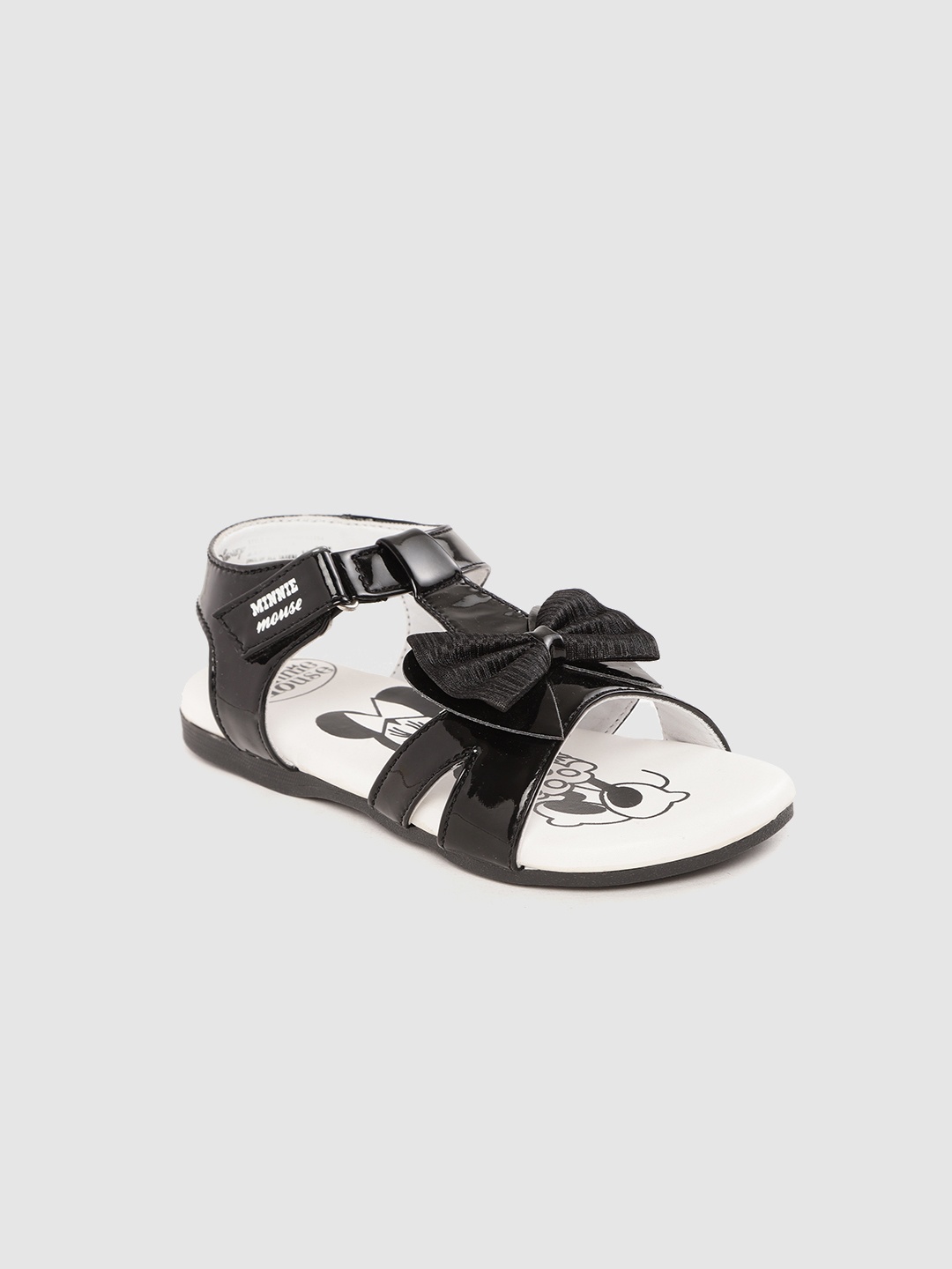 

toothless Girls Disney Minnie Black Solid Open Toe Flats