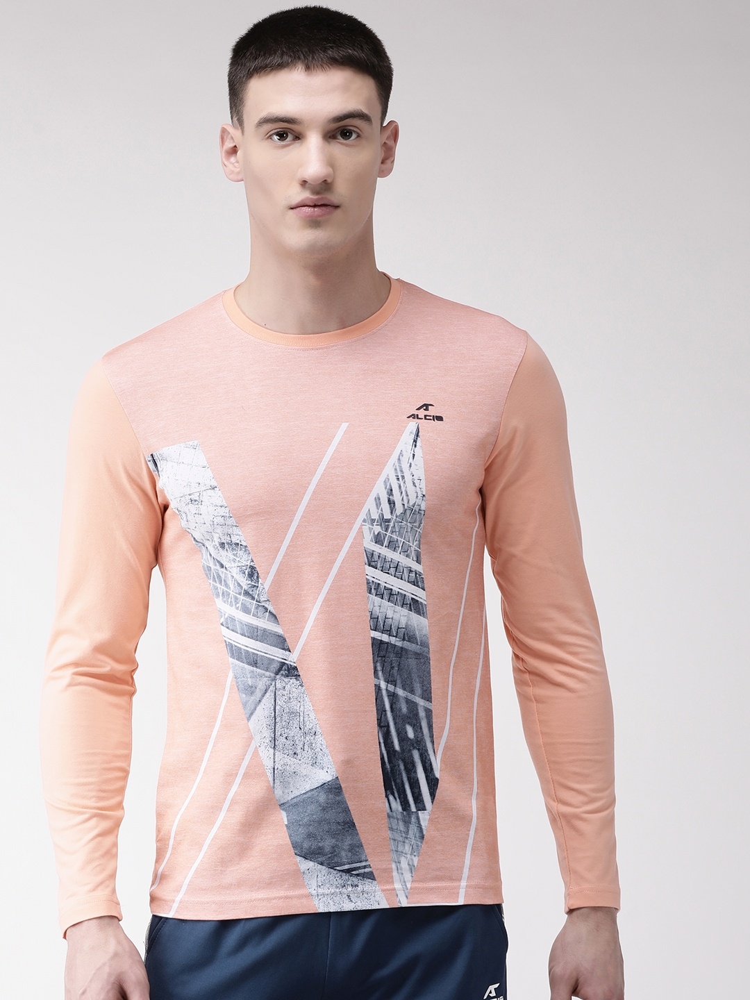 

Alcis Men Peach-Coloured Printed Round Neck T-shirt