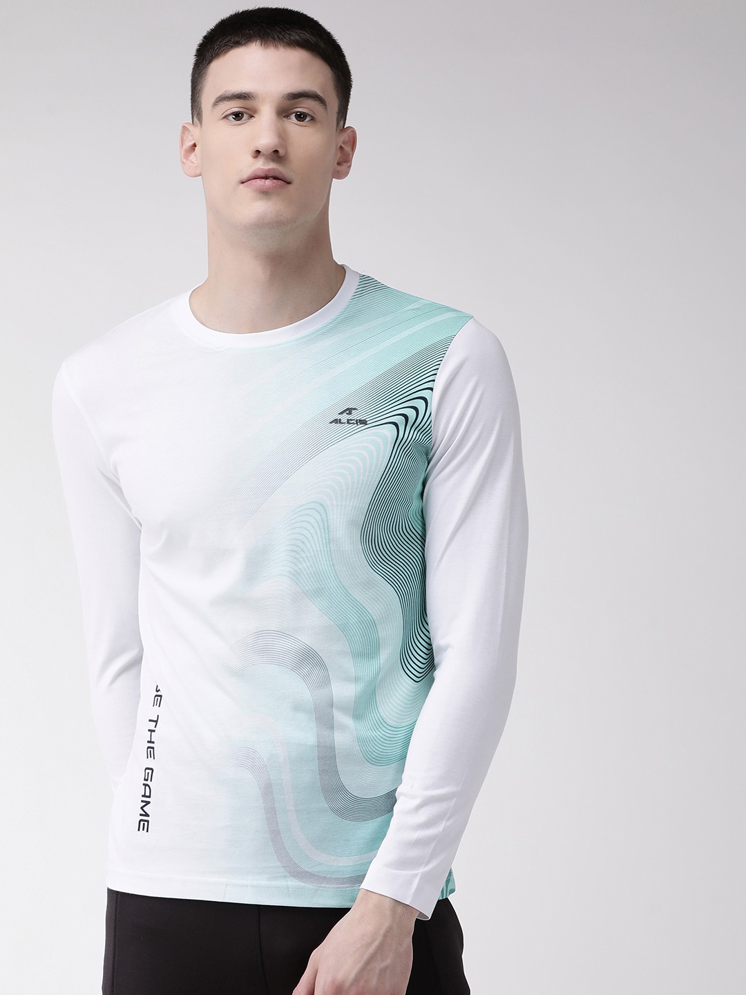 

Alcis Men White & Green Printed Round Neck T-shirt