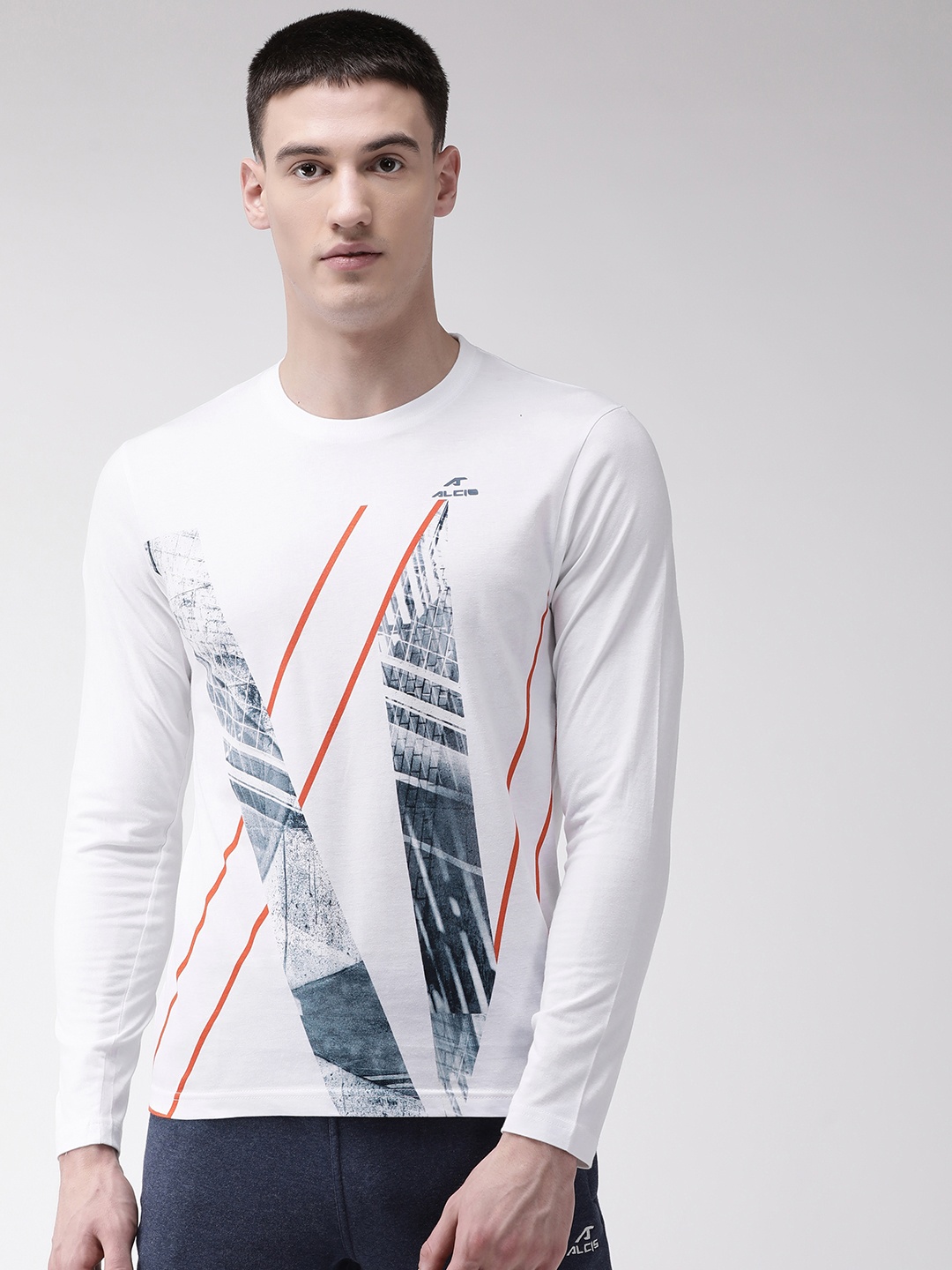 

Alcis Men White Printed Round Neck T-shirt